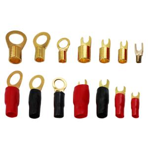 Audio Crimp Ring Terminal Gold Plated 0GA/ 2GA /4GA /6GA /8GA / 10GA