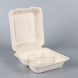 Buy cheap 9 x 9" Sugarcane pulp biodegradable hinged large container from wholesalers