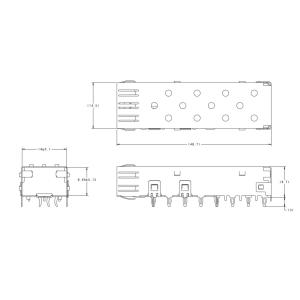 2227302-1 Position SFP Cage Connector 4GB/S Press-Fit Through Hole No Light Pipe