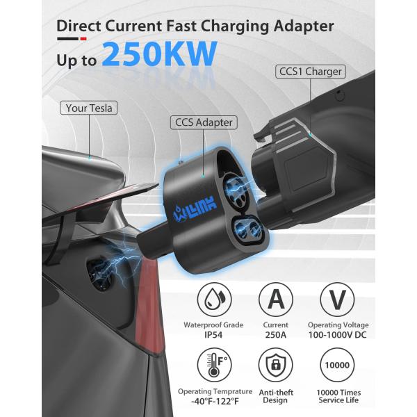 Olink Wholesale High-Quality EV Charging Connector CS1 to NACS EV Adapter Plug & Play for All Tesla Models NACS Charger Ready
