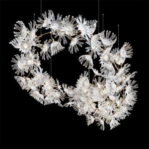 Customized Handcrafted Delicate Transparent Glass Pendant Lights with Flower