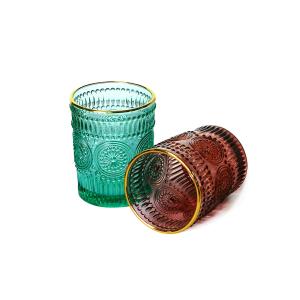 Buy cheap Embossed 340ml Vintage Crystal Highball Glasses Apple Green, Solid colored Drinking Glass from wholesalers