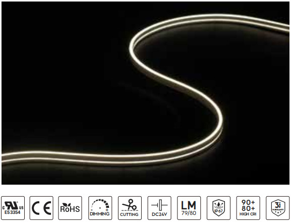 Buy cheap Flexible Side Bend LED Strips SMD2835 LED LM80 High Brightness Flex Neon Led product