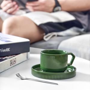 200ml Green Ceramic Teacup Classic Design Style Ceramic Cup & Saucer Set Enjoy