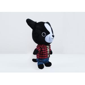 Buy cheap 30 cm soft short pile plaid shirt with jeans huggable dog kids plush toy from wholesalers