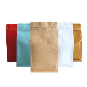 Buy cheap Coffee Bean Food Packaging Resealable Eight Side Sealing Flat Bottom Stand UP Zipper Bag With Valve from wholesalers