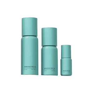 Refillable skincare bottle‌ opaque green skincare containers round shoulder PETG
