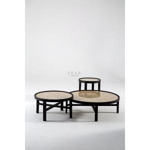 Buy cheap Solid Wood Round Marble Top White Coffee Table Set from wholesalers