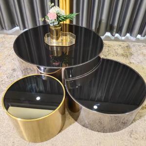 Buy cheap Modern Stainless Steel Electroplated Coffee Table Set Round Metal End Table from wholesalers