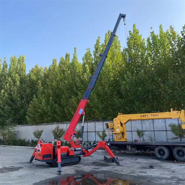 Electric And Diesel Power Spider Crawler Crane In Red