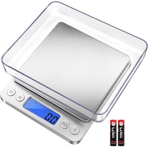 Digital Kitchen Scale 3000g/ 0.1g, Pocket Food Scale 6 Measure Modes, LCD, Tare,