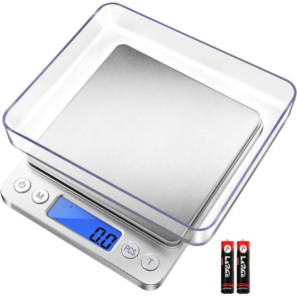 Digital Kitchen Scale 3000g/ 0.1g, Pocket Food Scale 6 Measure Modes, LCD, Tare,
