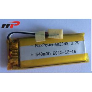 Buy cheap 540mAh 602048 Lithium Polymer Batteries High teerature UL CE IEC from wholesalers
