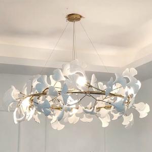 Buy cheap Ceramic Ginkgo Leaf Pendant Chandelier Lights Adjustable Suspended Line from wholesalers