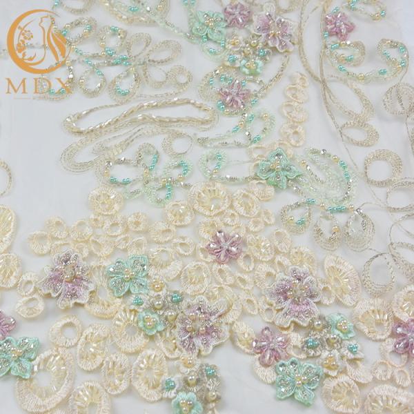 Luxury Heavy Bridal Lace Fabrics Multicolor Water Soluble For Evening Dress