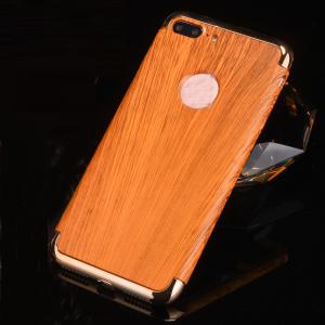 3 in 1 Hard PC Plating Border Wood Grain Cell Phone Case Cover For iPhone 7 7