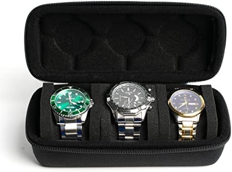 Buy cheap 3 watch travel case roll, Hard watch carry case roll display storage holder box with soft foam pillows snug fit all size from wholesalers