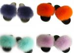 Long Hair Fluffy Fox House Slippers Rubber Sole Soft Comfortable For Women