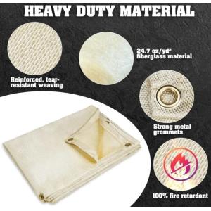 100% Flame Retardant Welding Blanket 6x8 feet 2-Pack Set with Hand Protection