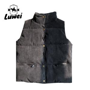Corduroy Zipper Bubble Jacket Vest Utility Sleeveless Black Quilted Puffer Men