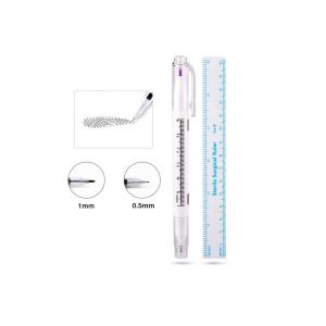 Buy cheap Sweatproof Permanent Makeup Tattoo Kit Double End Microblading Marker Pen Purple Ink With Soft Ruler from wholesalers