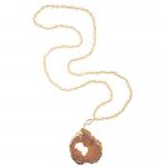 Buy cheap Orange Druzy Gold Edge Pendant Multicolor Beaded Necklace Handmade Semi Precious from wholesalers