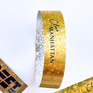 Plastic Golden Star Pattern Disposable Wristband Holographic With Logo Text