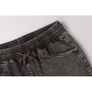 Buy cheap Black Washed Men's Denim Half Pants Mens Elastic Waist Jean Shorts from wholesalers