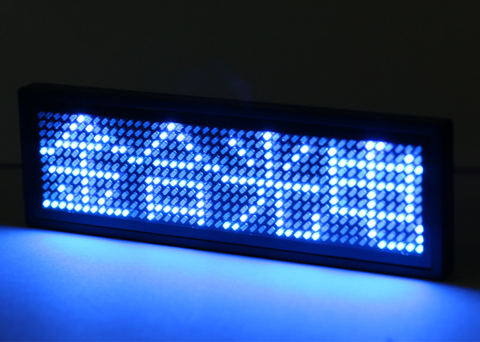 Blue Electronical Smart Programmable LED Name Badge With Pin / Magnet