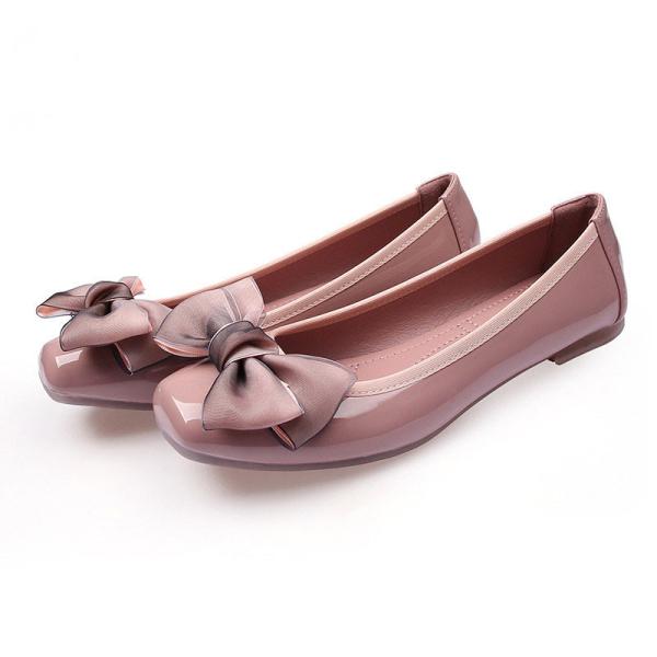 Quality Square Toe Flat Heeled Shoes Ballerina Foldable With Big Bow for sale