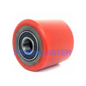 Buy cheap Red 80mm Pallet Jack Roller Wheels , Pallet Truck Rollers Polyurethane from wholesalers