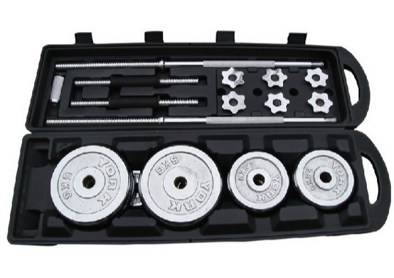 Buy cheap fitness weight lifting adjustable dumbbell barbell sets 50kg with steel collars or hex spinlock from wholesalers