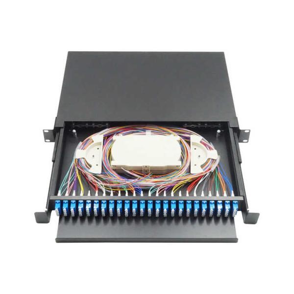 Quality 48 Core Black Drawer Type Termination Box Patch Panel 430x200x46mm for sale