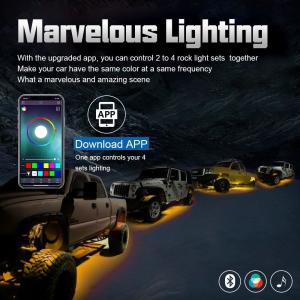 Multi Scene 8 Pod RGB Rock Lights Stable APP Control With Music Mode