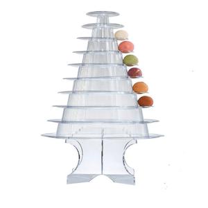 Clear Black 10 Tier Macaron Pyramid Tower Macaron Display Stand