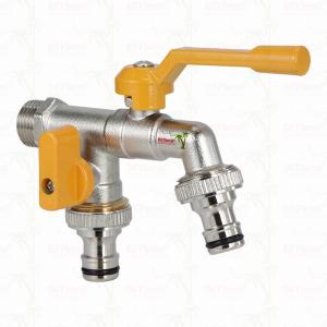 Buy cheap Brass Economic Double Outlet Bibcocks Brass Faucet Nickel Plated Brass Tap 1/2