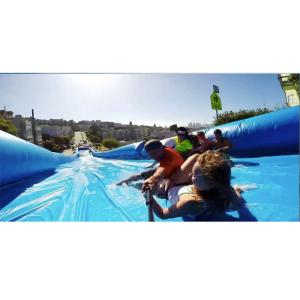 Buy cheap Customized 300m Inflatable Water Slide , Natural Ramp Blue Summer Water Game from wholesalers