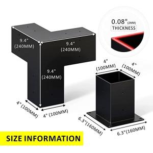 Buy cheap 4x 4 Pergola Brackets, Steel 3-Way Flat Angle Corner Bracket, Heavy Duty Black Powder Coated Pergola Kit for Gazebo 4x from wholesalers