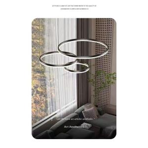 Buy cheap Minimalist Living Room Chandelier Light Luxury Atmosphere Dining Bedroom Main Light Three Ring Combination Of Modern Simple Lamps from wholesalers