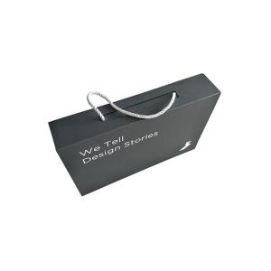 Black Paperboard Folding Packaging Boxes Logo Custom With Pull Rope Collapsible