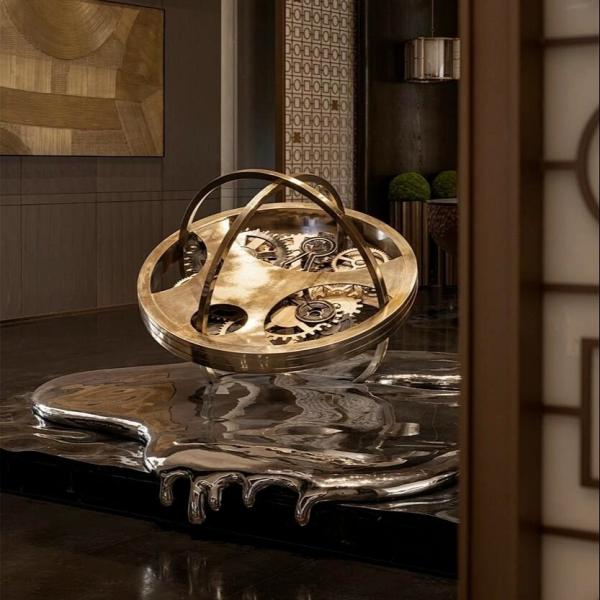 Quality Melting Clock Art Creation Metal Sculpture With Ceiling Hanging Design For Hotel for sale