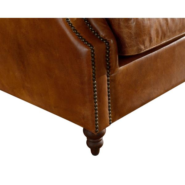 Georgian Style High Backed Winged Leather Chairs , Brown Leather Armchair Deep Buttoned Back