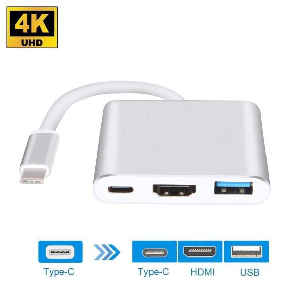 Quality Aluminum 3 in 1 USB C Hub Adapter to  4K USB 3.0 Thunderbolt 3 Port Type C Hub Adapter Digital Multiport Converter for sale