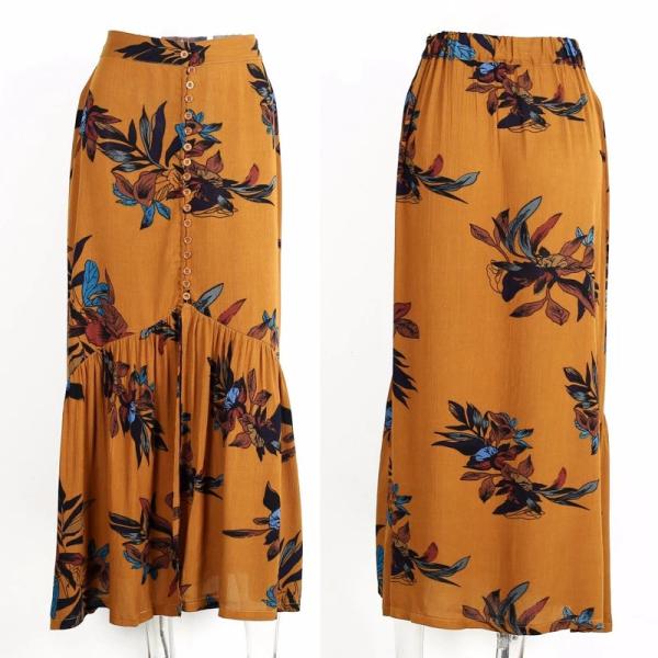 Quality 2018 New design high waisted print long skirts for sale
