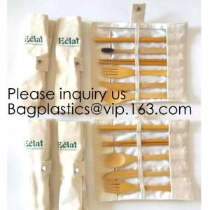 Eco friendly 5 Pieces Fork Knife Spoon Bamboo Disposable Cutlery Set Reusable
