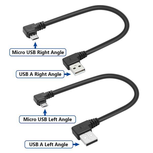 Angle USB to L Shape Left Right Angle 90 Degree Micro V8 Extension Data Charger Cable