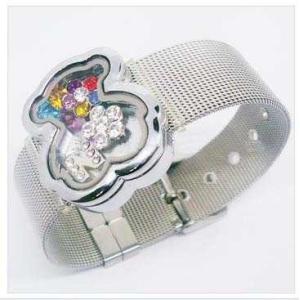 Buy cheap Mesh Belt Stainless Steel Glass Bear Shaped Floating Charm Living Lockets Bracelet GLB009 from wholesalers