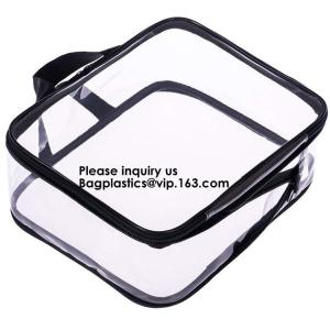 Buy cheap Clear Zipper Bag With Compression Packing Closure,Toiletry Bag With Pink Trim And Zipper Closing PVC zipper pouch bageas from wholesalers