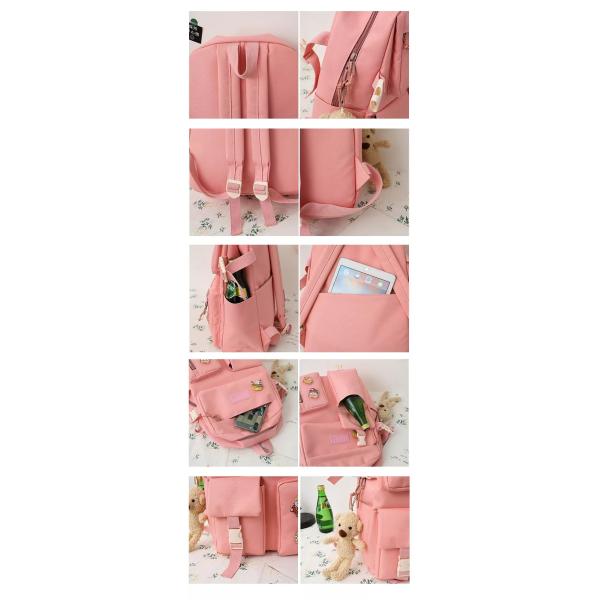 Girls School Bag Set Canvas 5 Piece Backpack Set Sling Pencil Bag ODM