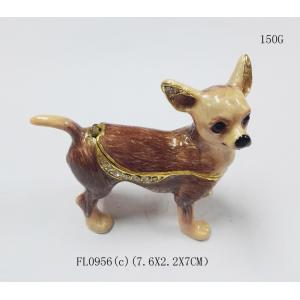 Buy cheap Cute small metal decorative trinket boxes Chihuahua dog jewelry box from wholesalers